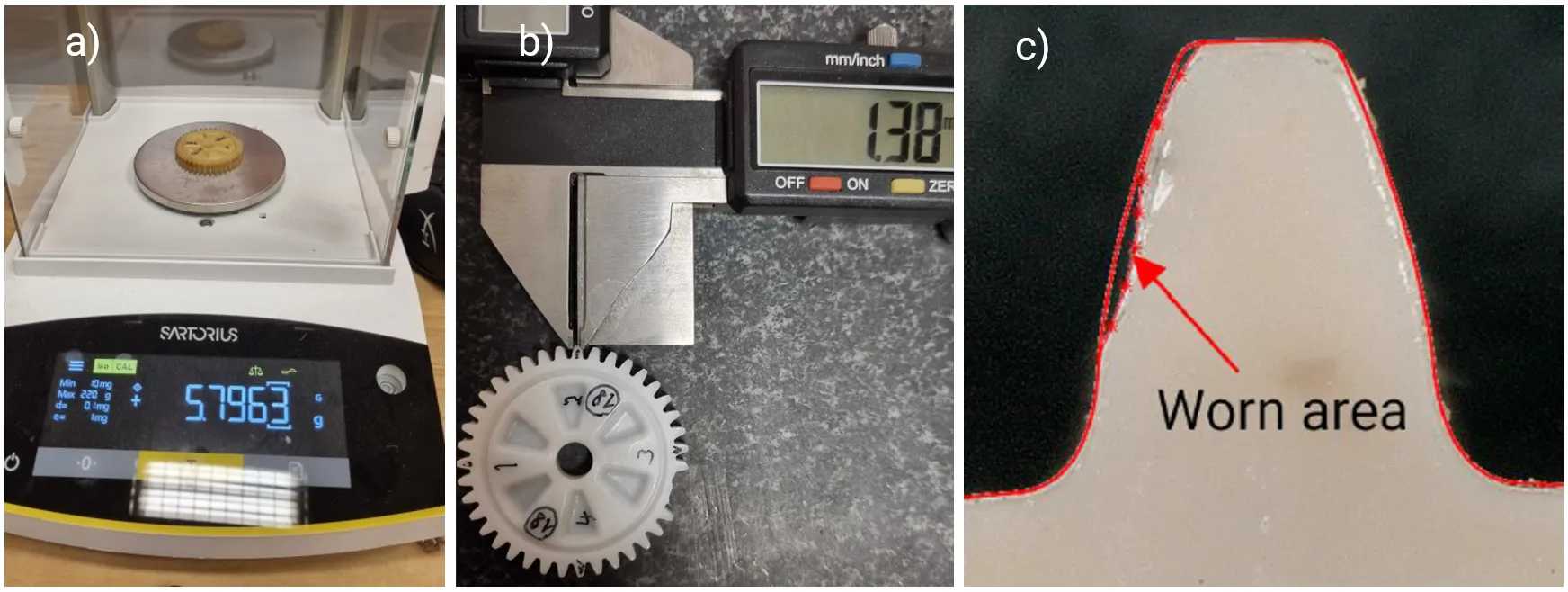 plastic gear wear measurement methods